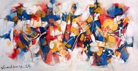 Mashkoor Raza, 24 x 48 Inch, Oil on Canvas, Abstract Painting, AC-MR-724
